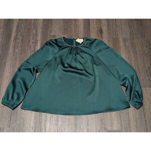 Tuckernuck Women's‎ Blouse Small Green Long Sleeve Chain Detail Top